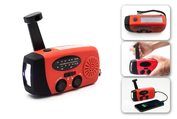 vevradio, nödradio, powerbank solcell laddare, DENVER SOLAR CRANK RADIO SCR-2005