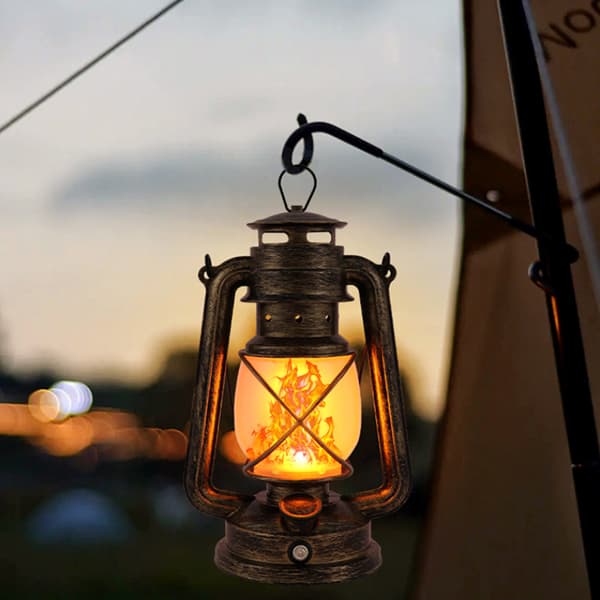 OBOSOE Campinglampa USB Uppladdningsbar – Retro LED Tältlykta, Bärbar Hästlykta i Fotogenstil med 3 Ljuslägen för Utomhusbruk