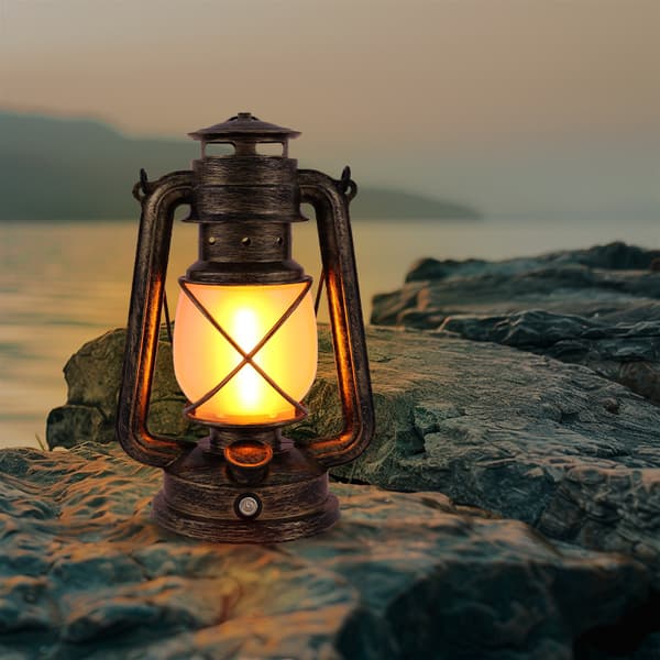 OBOSOE Campinglampa USB Uppladdningsbar – Retro LED Tältlykta, Bärbar Hästlykta i Fotogenstil med 3 Ljuslägen för Utomhusbruk Koppar
