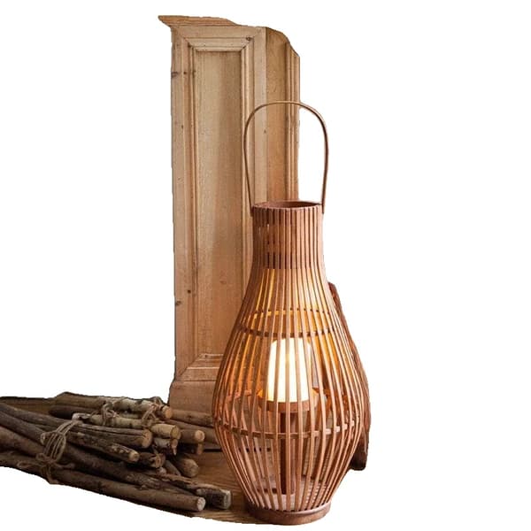 Bambuslanterne, 30 cm bredde, 63 cm højde, klassisk/post-moderne stil,A-Batteri lys-S