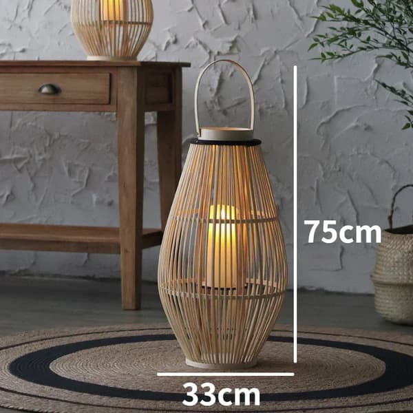 Bambuslanterne, 30 cm bredde, 63 cm højde, klassisk/post-moderne stil,B-Batteri lys-L