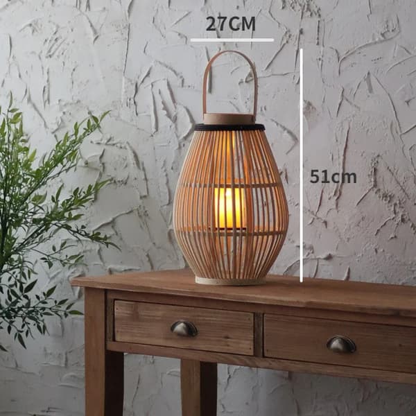 Bambuslanterne, 30 cm bredde, 63 cm højde, klassisk/post-moderne stil,B-Batteri lys-S