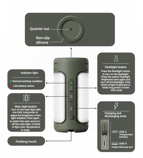 Bomclap Campinglampe Lanterne / Teltlampe - Lampe til campingpladsen