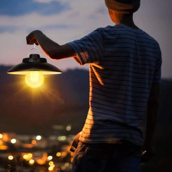 Lollanda Genopladelig retro LED havelampe – camping- og teltlampe med USB-opladning, bærbar med hængekrog