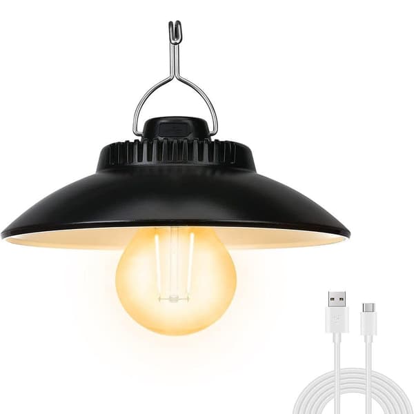 Lollanda Genopladelig retro LED havelampe – camping- og teltlampe med USB-opladning, bærbar med hængekrog Gul