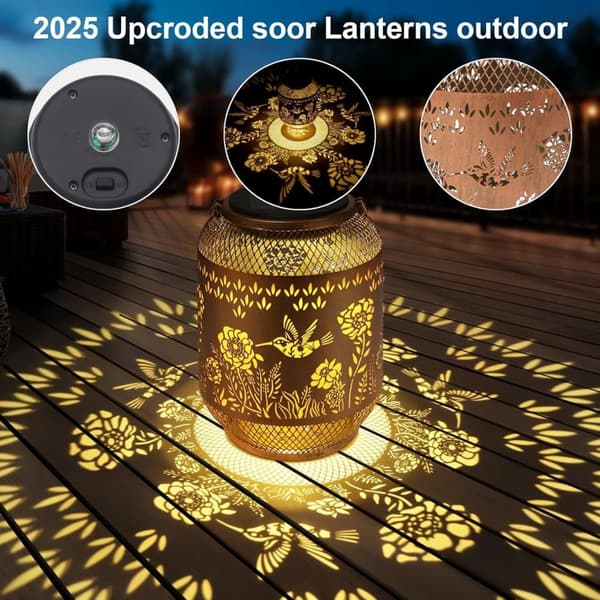 OBOSOE Outdoor Solar Lantern ripustuskoukulla – Aurinkoenergialla toimiva puutarhalamppu Perhonen/Kolibri