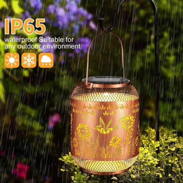 OBOSOE Outdoor Solar Lantern ripustuskoukulla – Aurinkoenergialla toimiva puutarhalamppu Perhonen/Kolibri