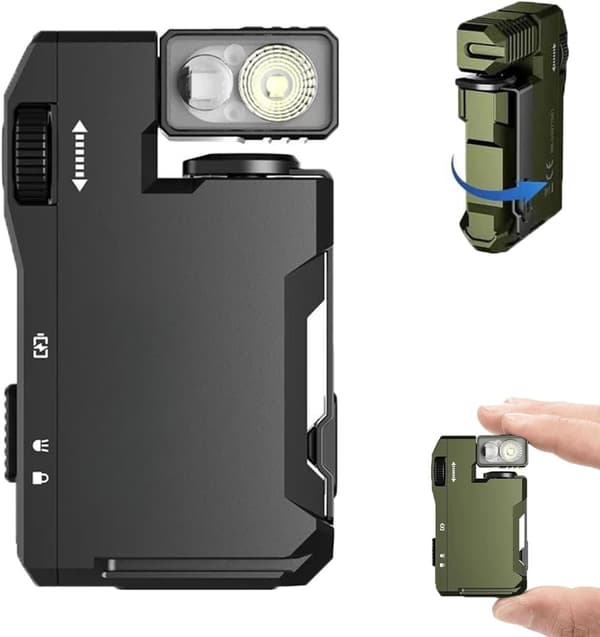 OBOSOE G5 EDC lommelygte 400 lumen, genopladelig, 3 hastigheder, kompakt til udendørs brug Sort