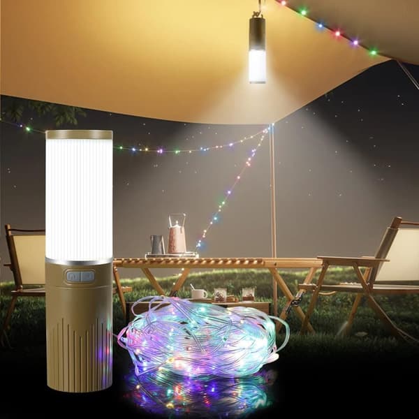 OBOSOE Campinglampe Lanterne / Teltlampe - Lampe til campingpladsen - 4-i-1 RGB Udendørs Lampe med 9 LED-lystilstande, Genopladelig Campinglampe