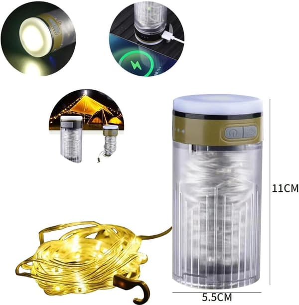 OBOSOE String Light til telt – 10 meter udendørs campinglys campinglampe lanterne / teltlampe - lampe til camping