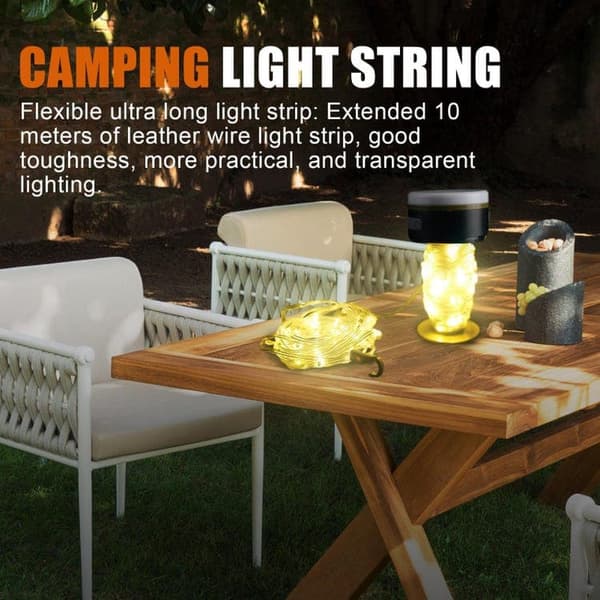 OBOSOE String Light til telt – 10 meter udendørs campinglys campinglampe lanterne / teltlampe - lampe til camping