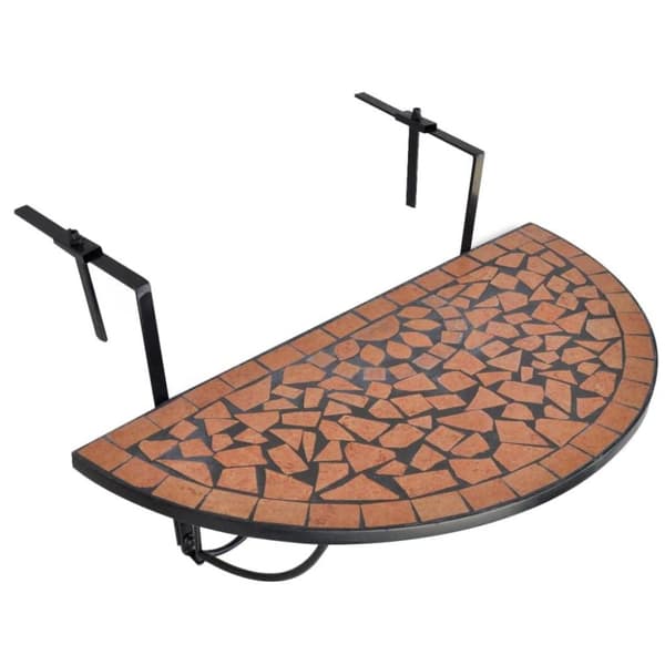 vidaXL Hängande balkongbord terrakotta och mosaik
