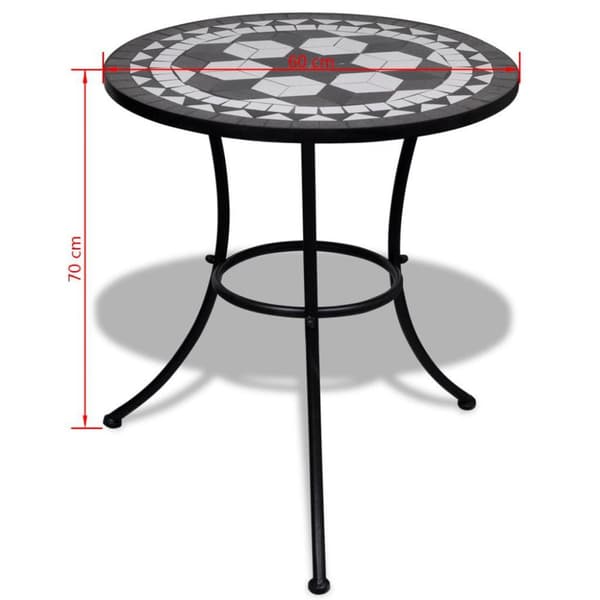 vidaXL Bistrobord svart og hvitt 60 cm mosaikk