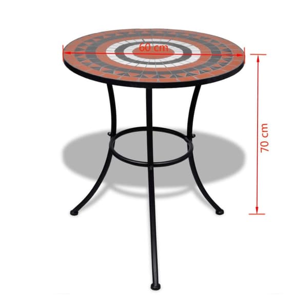 vidaXL Caféset terrakotta och vit 60 cm mosaik