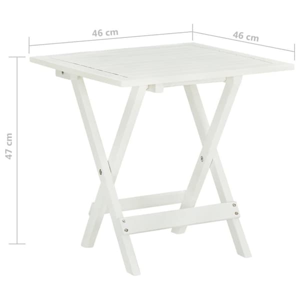 vidaXL Bistropöytä valkoinen 46x46x47 cm täysi akaasiapuu