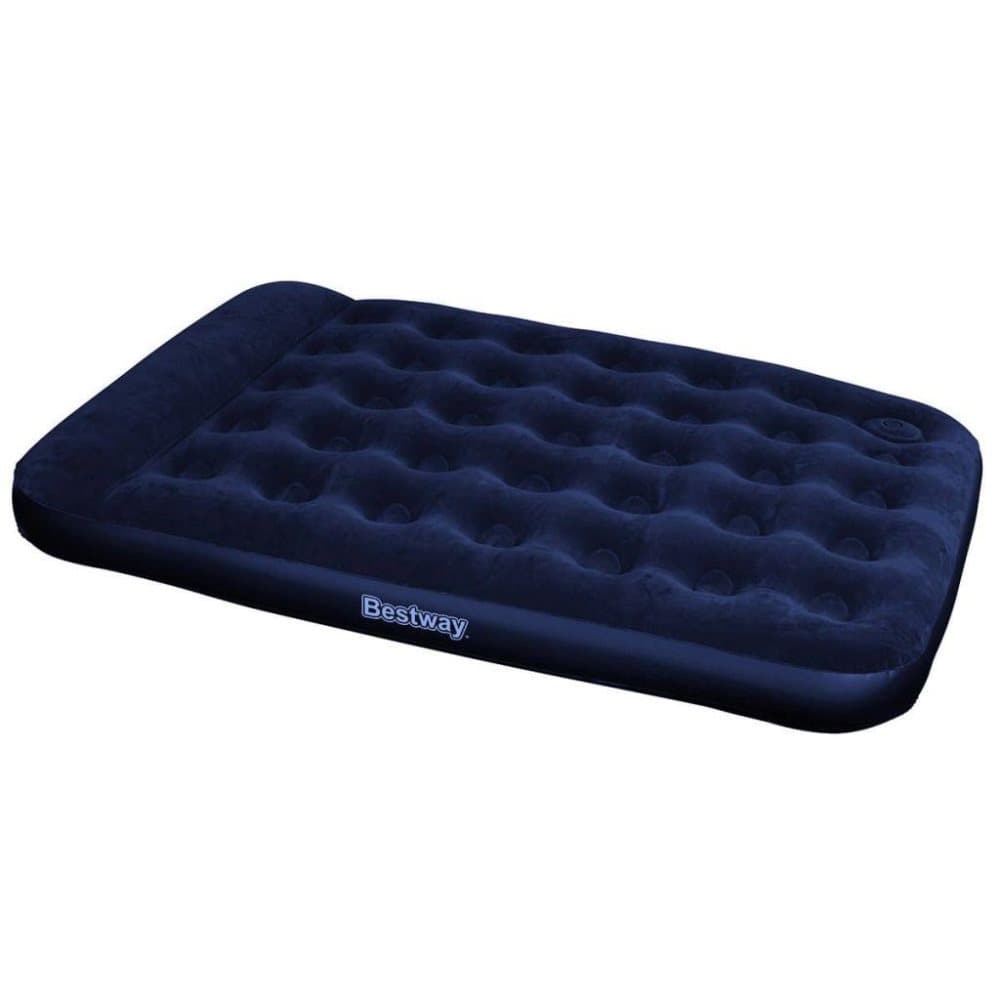 Bestway oppustelig luftmadras velour fodpumpe 185 x 76 x 22 cm