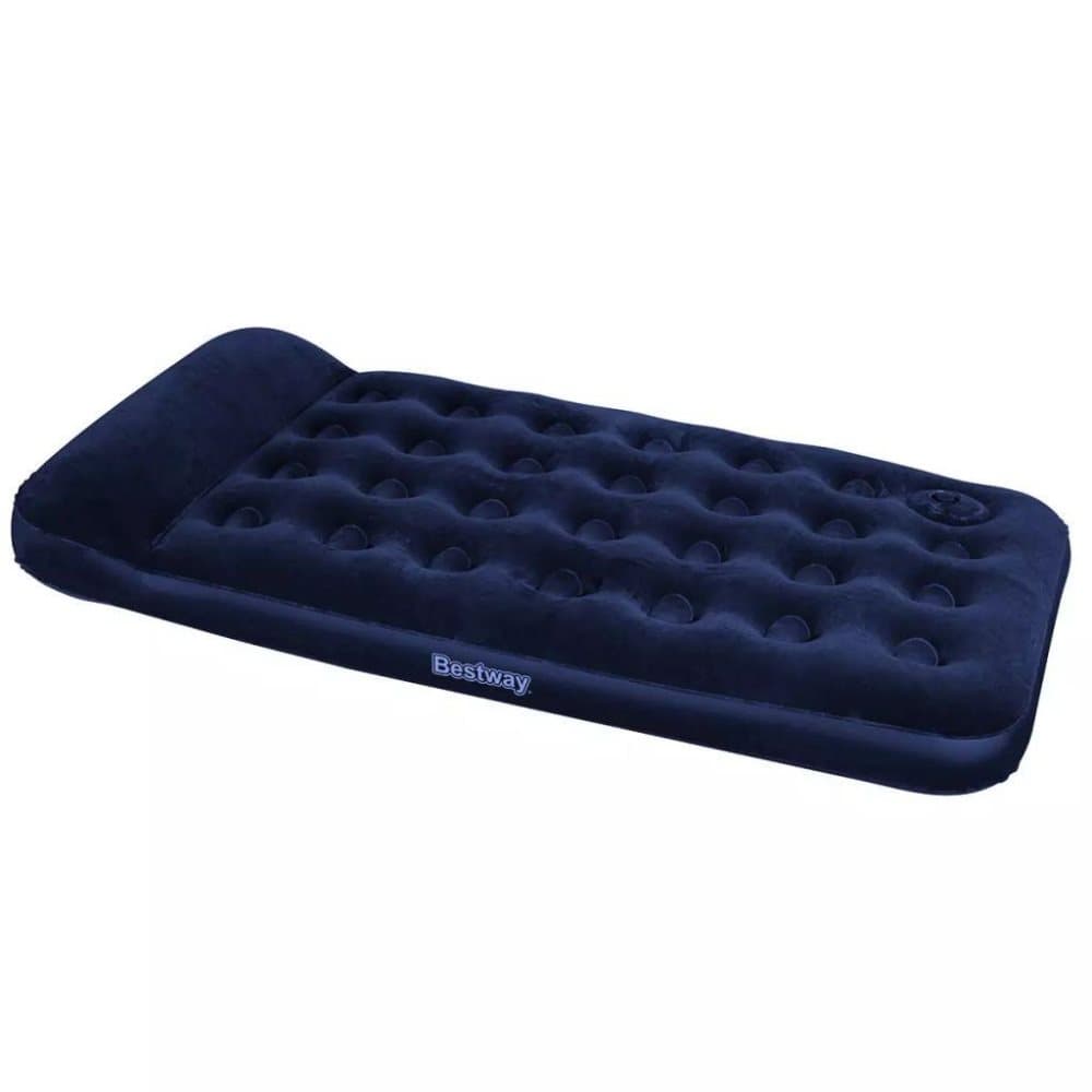Bestway oppustelig luftmadras velour fodpumpe 188 x 99 x 28 cm