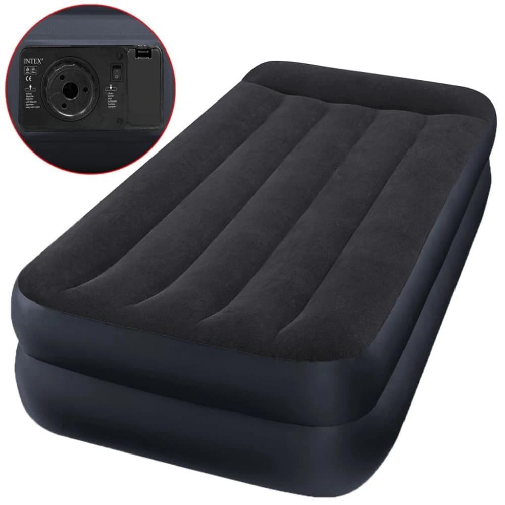 Intex Putestøttet hevet luftseng PVC 99x191x42 cm svart 64122