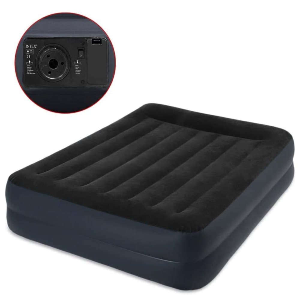 Intex Putestøttet hevet luftseng PVC 152x203x42 cm svart 64124