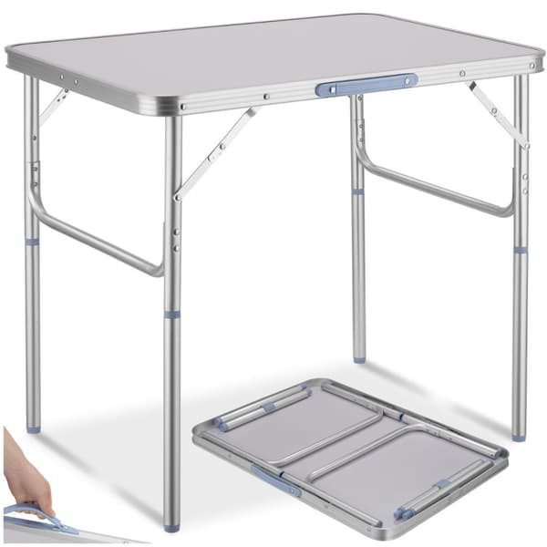 Campingbord i aluminium, hopfällbart 75 x 55 x 68cm - grå