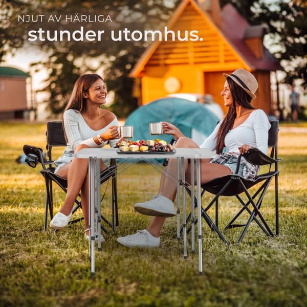 Campingbord höjdjusterbart 80x60x68 cm - grå