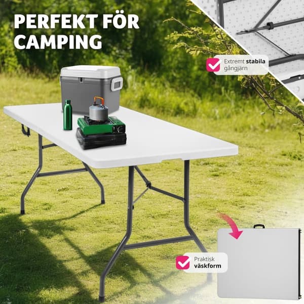 Camping fällbord 183x76x74cm - vit