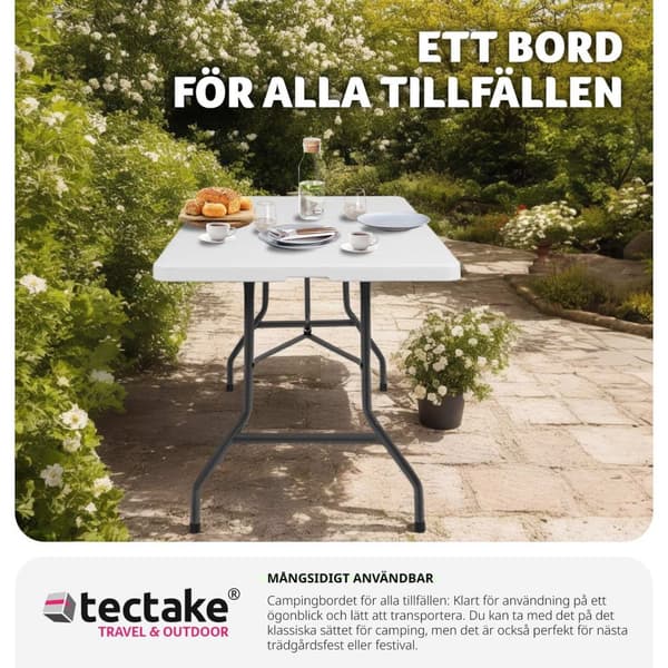 Camping fällbord 183x76x74cm - vit