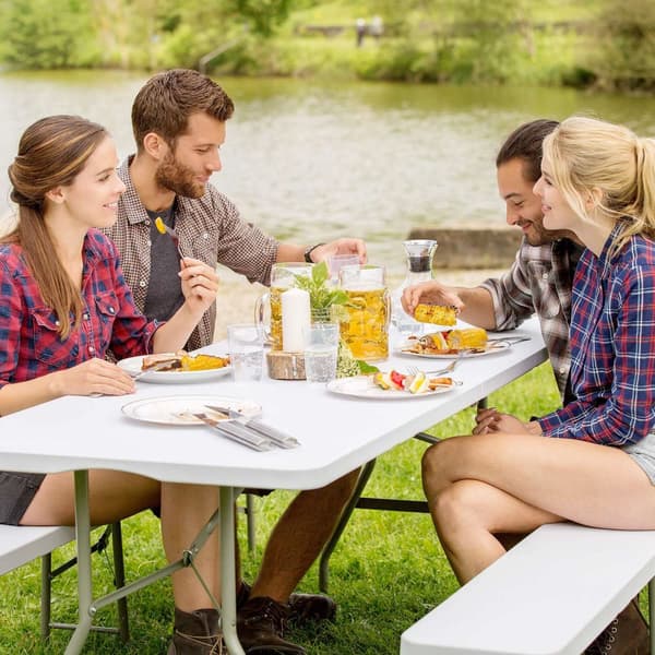 Camping fällbord 183x76x74cm - vit