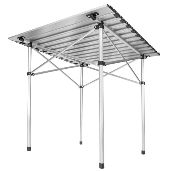 Campingbord, aluminium 70x70x70cm foldbar - grå