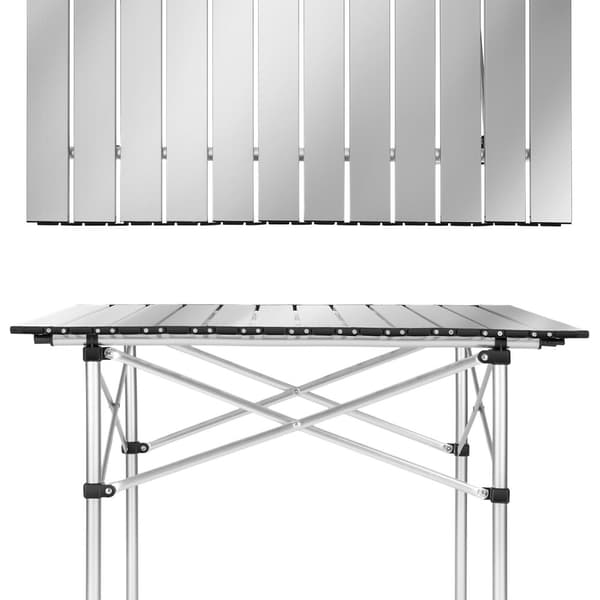Campingbord, aluminium 70x70x70cm foldbar - grå