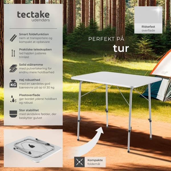 Campingbord foldbar 80x60x68 - grå