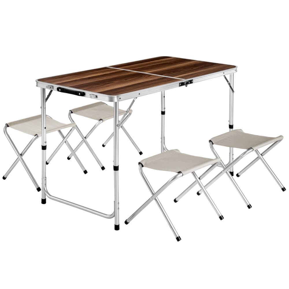 Klapbord med 4 klapstole - brun/hvid