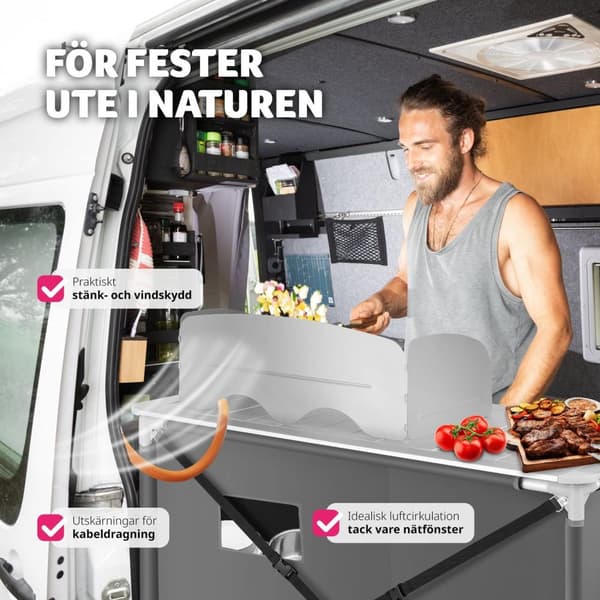 Campingkök Lyx med 4 fack - grå