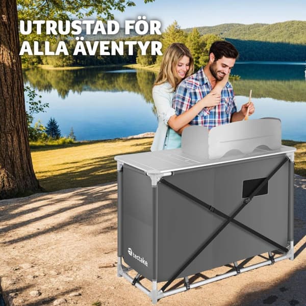 Campingkök Lyx med 4 fack - grå