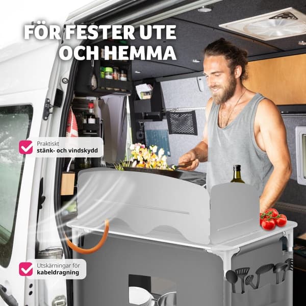 Campingkök Premium med 2 fack - grå