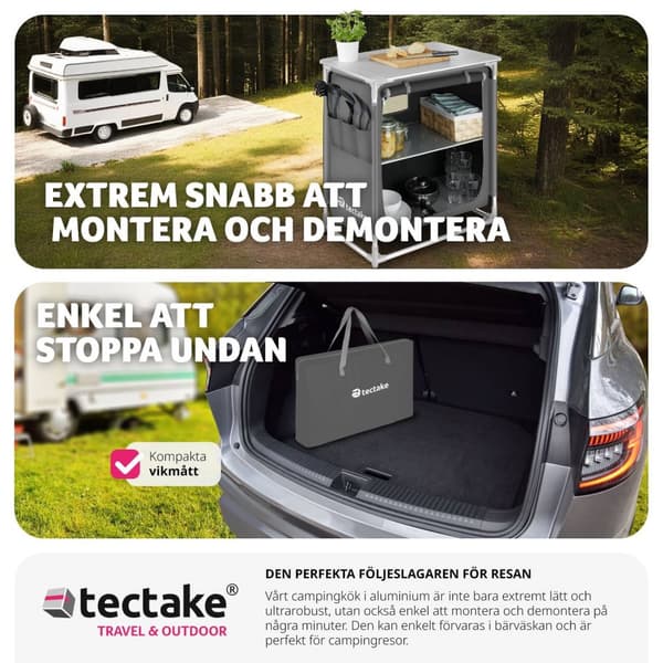 Campingkök Premium med 2 fack - grå