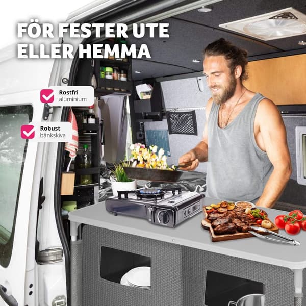 Campingkök Bekvämlighet med 4 fack - grå