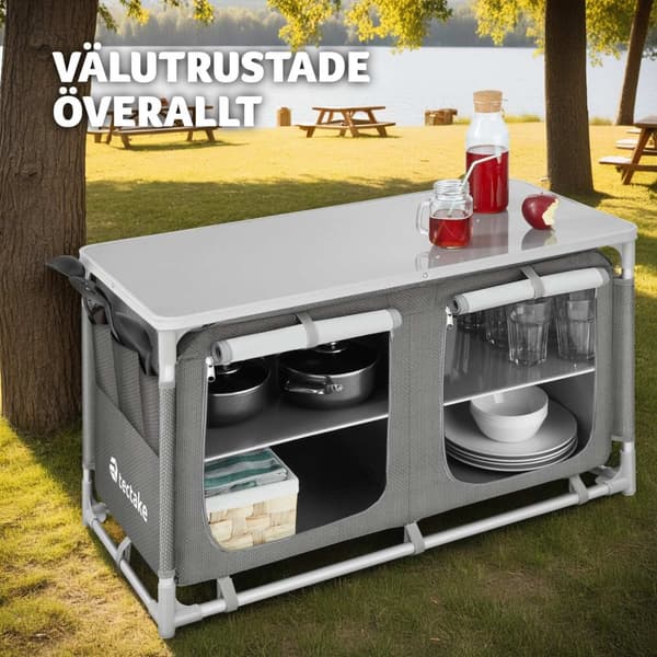 Campingkök Bekvämlighet med 4 fack - grå