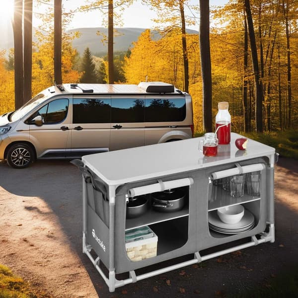Campingkök Bekvämlighet med 4 fack - grå