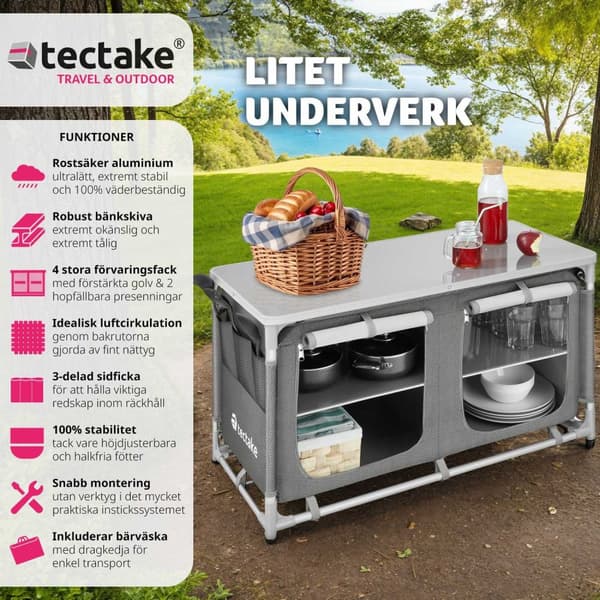 Campingkök Bekvämlighet med 4 fack - grå