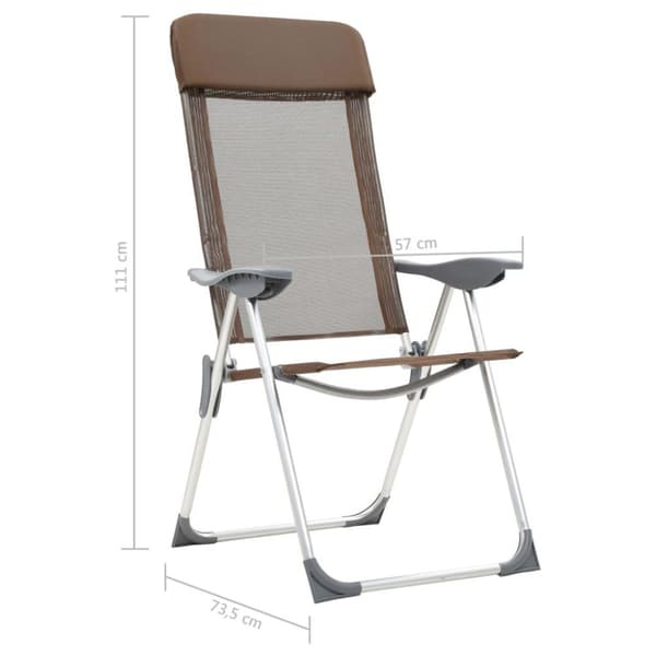 vidaXL Hopfällbara campingstolar 2 st aluminium brun