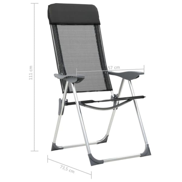 vidaXL Hopfällbara campingstolar 2 st aluminium svart
