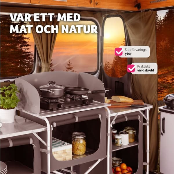 Campingkök XXL med 5 fack - grå