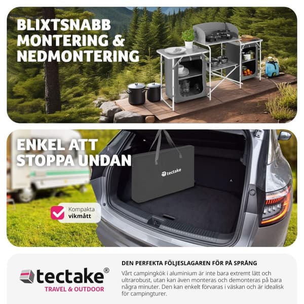 Campingkök XXL med 5 fack - grå