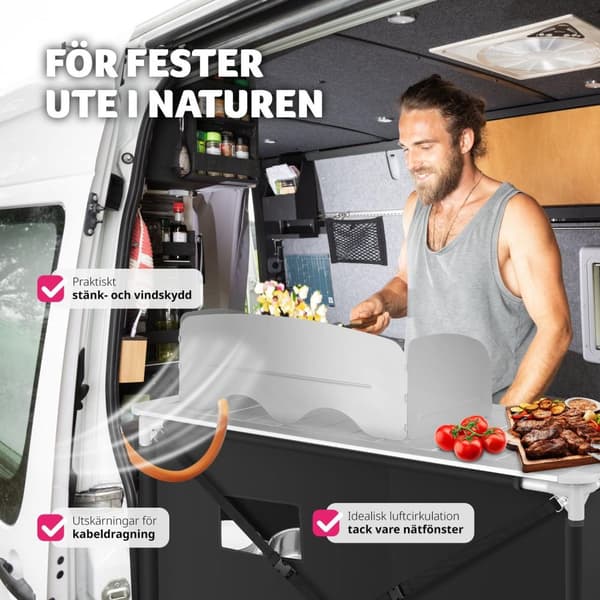 Campingkök Lyx med 4 fack - svart
