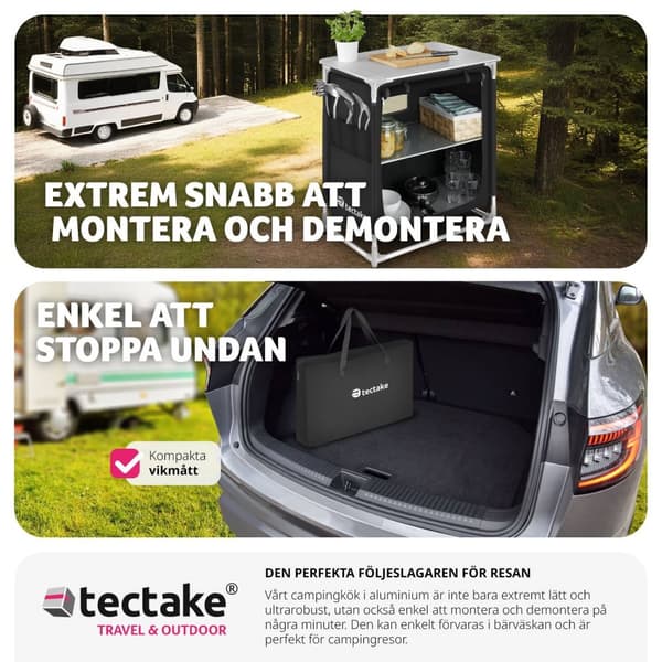 Campingkök Premium med 2 fack - svart