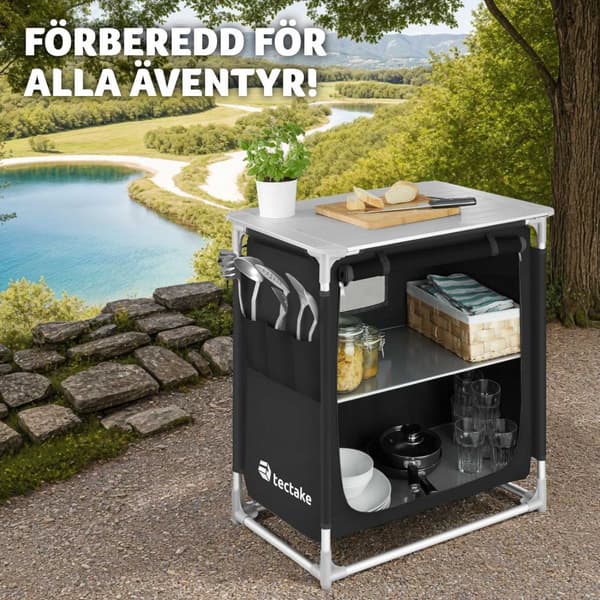 Campingkök Premium med 2 fack - svart