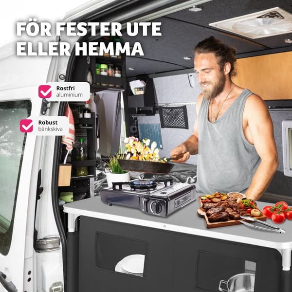 Campingkök Bekvämlighet med 4 fack - svart