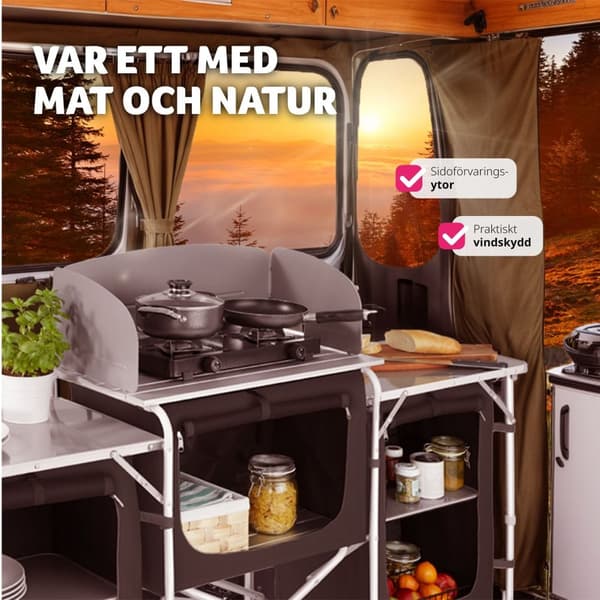 Campingkök XXL med 5 fack - svart