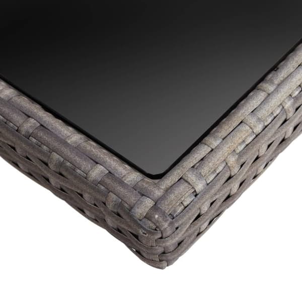 vidaXL udendørs spisebord polyrattan og glas grå